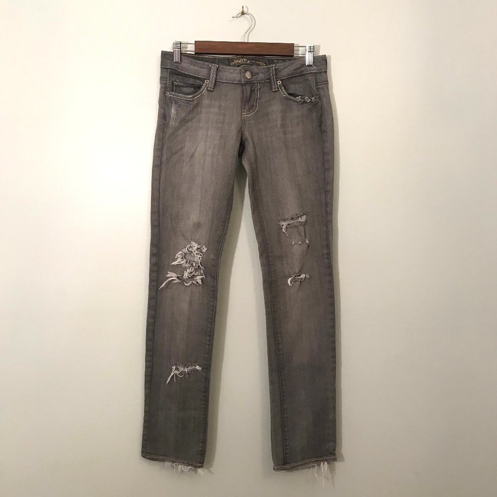 AMERICAN EAGLE Skinny 77 Gray Distressed Jeans